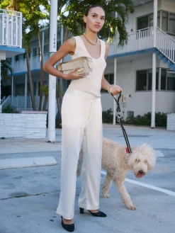 New Djerf Avenue Satin Pants Ivory