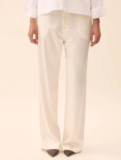 New Djerf Avenue Satin Pants Ivory