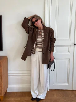 New Djerf Avenue Satin Pants Ivory