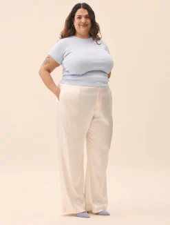 New Djerf Avenue Satin Pants Ivory