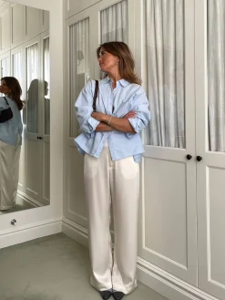 New Djerf Avenue Satin Pants Ivory