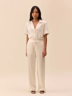 New Djerf Avenue Satin Pants Ivory