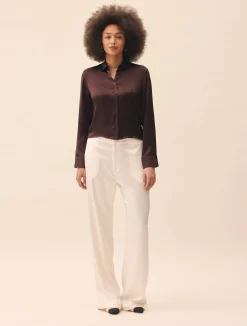 New Djerf Avenue Satin Pants Ivory