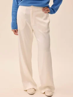 New Djerf Avenue Satin Pants Ivory