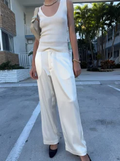Hot Djerf Avenue Satin Pants Ivory - Tall
