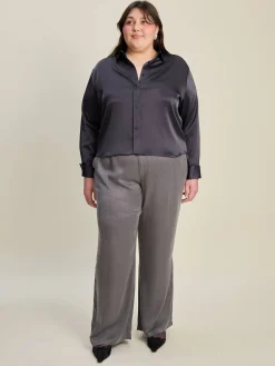 Clearance Djerf Avenue Satin Shirt Anthracite