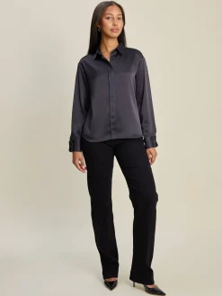 Clearance Djerf Avenue Satin Shirt Anthracite