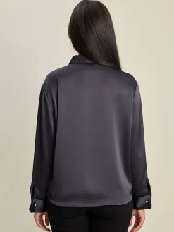 Clearance Djerf Avenue Satin Shirt Anthracite