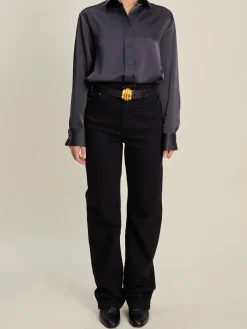 Clearance Djerf Avenue Satin Shirt Anthracite