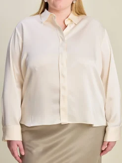 Discount Djerf Avenue Satin Shirt Ivory