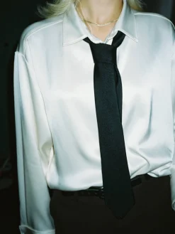 Discount Djerf Avenue Satin Shirt Ivory