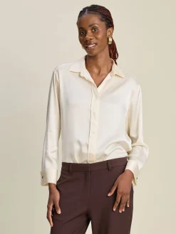 Discount Djerf Avenue Satin Shirt Ivory