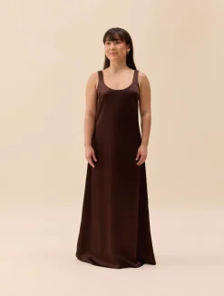 Clearance Djerf Avenue Satin Viscose Dress Dark mocha