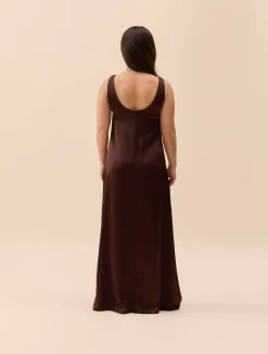 Clearance Djerf Avenue Satin Viscose Dress Dark mocha