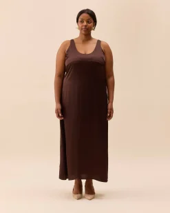 Clearance Djerf Avenue Satin Viscose Dress Dark mocha