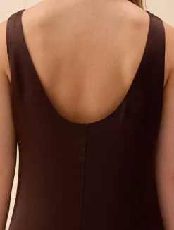 Clearance Djerf Avenue Satin Viscose Dress Dark mocha