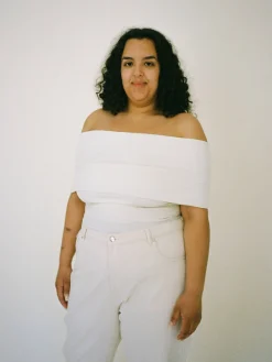 New Djerf Avenue Selenite Off Shoulder Top Cream