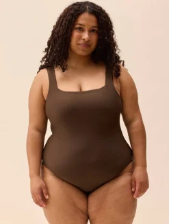 Discount Djerf Avenue Square Neck Swimsuit Cocoa