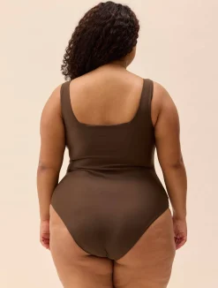 Discount Djerf Avenue Square Neck Swimsuit Cocoa