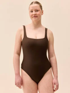 Discount Djerf Avenue Square Neck Swimsuit Cocoa
