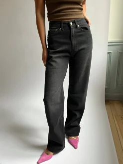 Outlet Djerf Avenue Straight Jeans Black - Tall