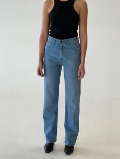 Outlet Djerf Avenue Straight Jeans Mid Blue