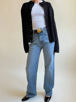Outlet Djerf Avenue Straight Jeans Mid Blue