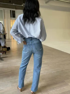 Outlet Djerf Avenue Straight Jeans Mid Blue