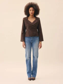 Outlet Djerf Avenue Straight Jeans Mid Blue