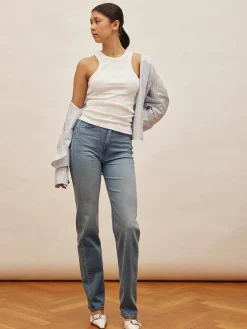 Hot Djerf Avenue Straight Jeans Mid Blue - Tall
