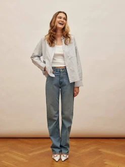 Hot Djerf Avenue Straight Jeans Mid Blue - Tall
