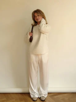 New Djerf Avenue Structured Wool Sweater Cream