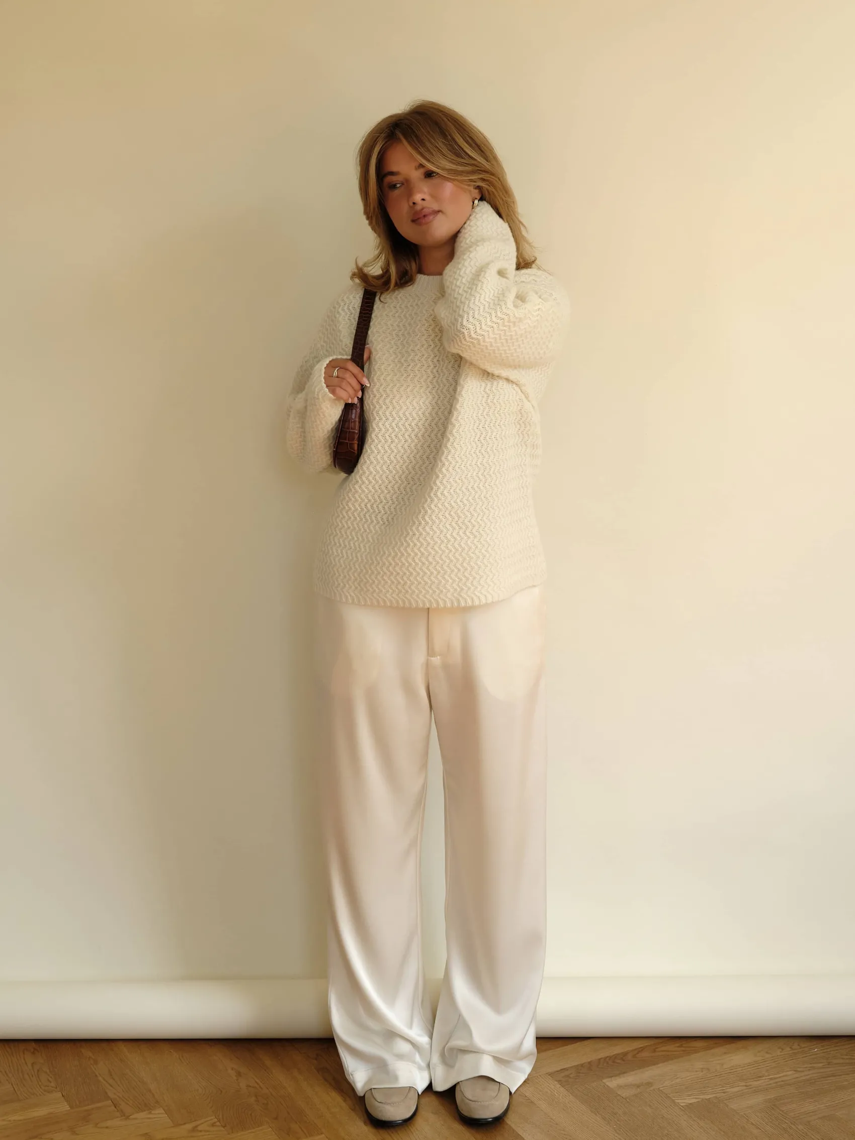 New Djerf Avenue Structured Wool Sweater Cream