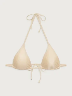Djerf Avenue Sunrise Satin Bikini Top Sand Castle