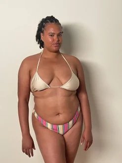 Djerf Avenue Sunrise Satin Bikini Top Sand Castle