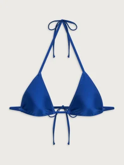 Djerf Avenue Sunrise Satin Bikini Top Deep Blue