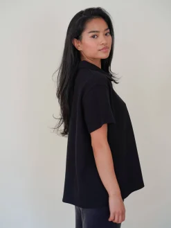 Clearance Djerf Avenue Textured Polo Top Black