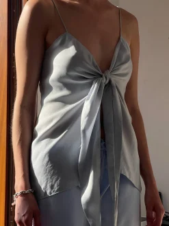 Online Djerf Avenue Tie Tank Top Baby Blue