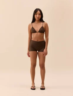 Sale Djerf Avenue Triangle Bikini Top Cocoa