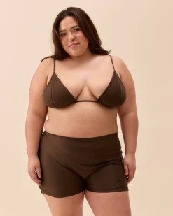 Sale Djerf Avenue Triangle Bikini Top Cocoa