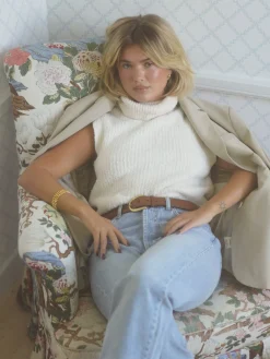 New Djerf Avenue Turtleneck Top Cream