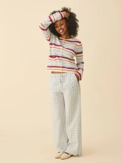 Discount Djerf Avenue Unwind Pants Blue Check