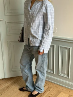New Djerf Avenue Unwind Shirt Blue Check