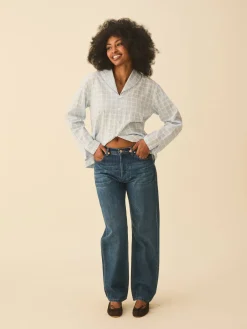 New Djerf Avenue Unwind Shirt Blue Check