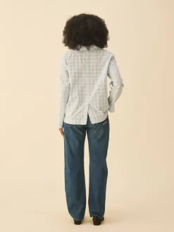 New Djerf Avenue Unwind Shirt Blue Check