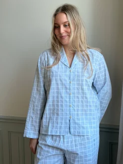 New Djerf Avenue Unwind Shirt Blue Check