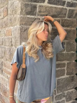 Sale Djerf Avenue Washed T-shirt Grey Washed grey