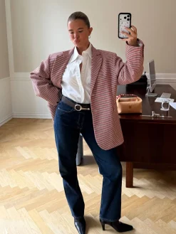 New Djerf Avenue Weekend Blazer Checked Red