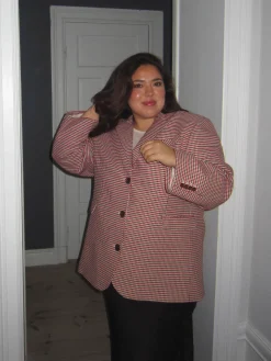 New Djerf Avenue Weekend Blazer Checked Red