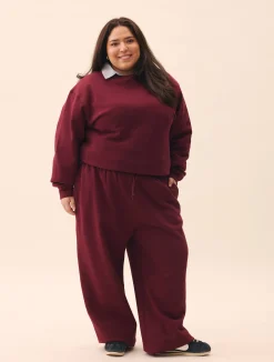Discount Djerf Avenue Wide Leg Sweatpants Burgundy